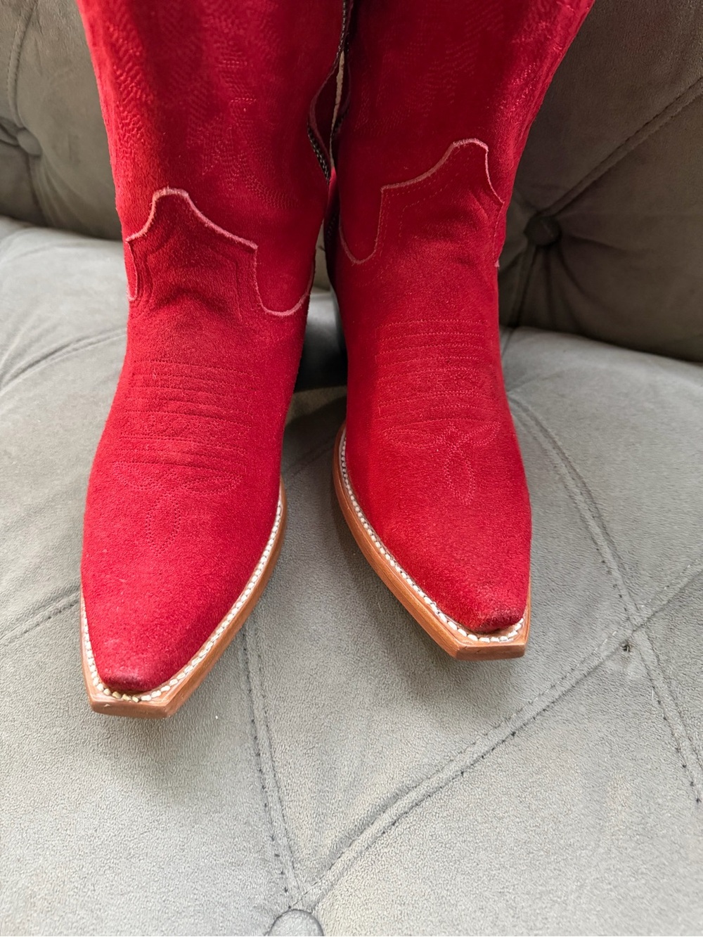 Rock’em Gia Red Suede Tall Cowgirl Boots - Picture 3 of 10